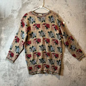 Vintage Floral Knit Sweater Cottagecore Granny Chic Pullover Large Deadstock New thumbnail 1