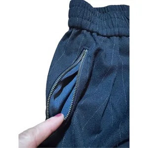 Free People dark gray pinstripe trouser pull on pants zip‎ pockets XS thumbnail 8