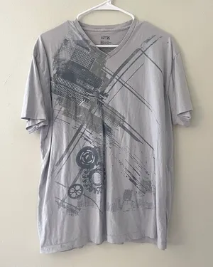 Apt.‎ 9 cotton short sleeved shirt summer top gears cars gray silver XL casual thumbnail 1