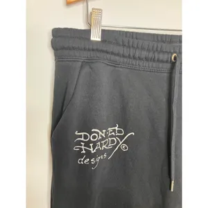 Ed Hardy Sweatpants Womens XL Black Excellent True Death Eagle Glitter Logo thumbnail 2