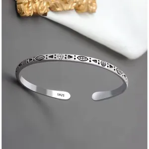 NEW Engraved 925‎ Sterling Silver Adjustable Cuff Bracelet thumbnail 14