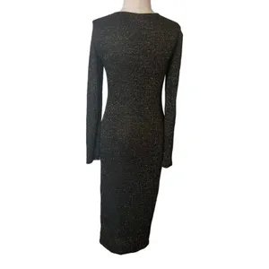 Bardot Romeo Lace Up Dress in Black and Gold midi‎ sz 8 thumbnail 4