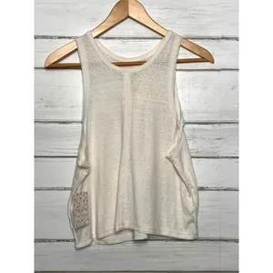 Free People Ivory Crochet Lace Tank Top Sleeveless Boho Size Small NWT thumbnail 3