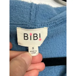 BIBI Blue Quarter Zip Hoodie Small Pullover Sweatshirt Kangaroo Pocket Cozy thumbnail 4