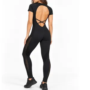 Innovista Womens Black Mesh Jumpsuit Size S Yoga Workout Unitard One-Piece thumbnail 2