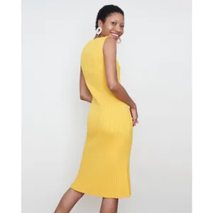 MM LaFleur Dylan Dress Tuscan‎ Yellow Slinky Knit Ribbed Sleeveless Midi Size XS thumbnail 2