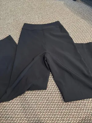 Calvin Klein Black Wide Leg Pants with pearl button detail thumbnail 6