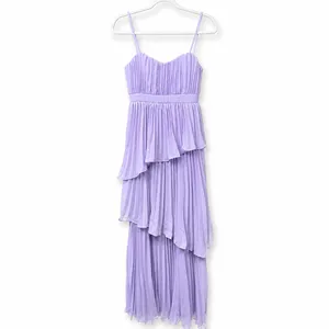 NEW Lulus Jehona Lavender Purple Pleated Chiffon Asymmetrical Tiered Maxi Dress thumbnail 5