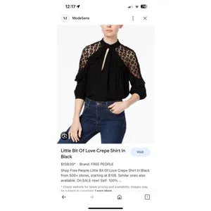 Free People Little Bit of Love Black Crochet Lace Ruffle Blouse Small thumbnail 2