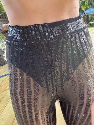Black Sparkly Disco Pants Size M thumbnail 6