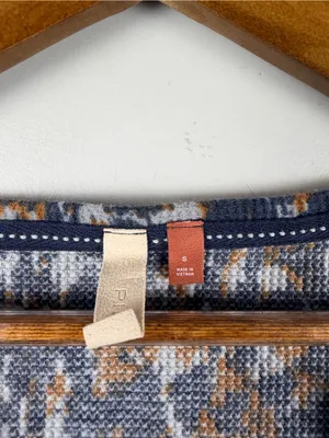 Anthropologie Pilcro notch neck waffle knit in blue orange print size small thumbnail 4