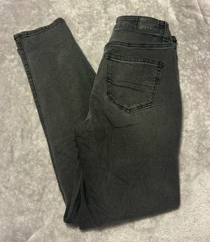 American Eagle Black Stretch Straight Leg Jeans thumbnail 3