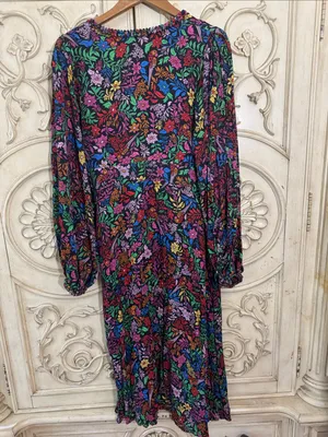 FARM Rio Tropical Garden Midi Dress V-Neck Viscose Size Large Retail $275🌺 thumbnail 10
