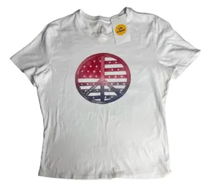 Life is Good Women's Peace and Love Logo Short Sleeve White Graphic Tee Sz M thumbnail 1