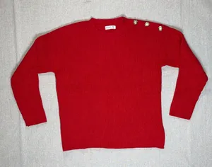 Primark | Red Pullover Sweater With Gold Shoulder Buttons | Small thumbnail 1