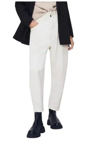 Zara Barrel Leg Corduroy Pants White Size 4 Neutral Minimalist Classic Coastal thumbnail 1