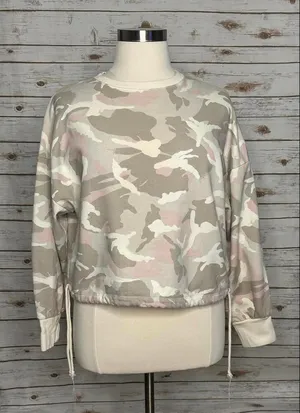 GAP athleisure pink and tan camo drawstring sweatshirt Size XL thumbnail 1