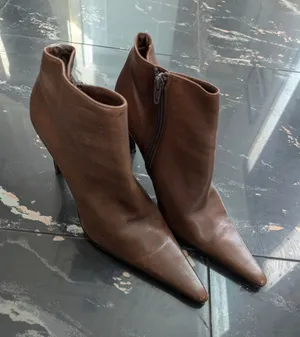 Les Tropéziennes Par M. Belarbi Collection Brown Leather Ankle Boots Stilettoes thumbnail 1