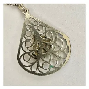 silver and gold tone horse teardrop pendant necklace thumbnail 4