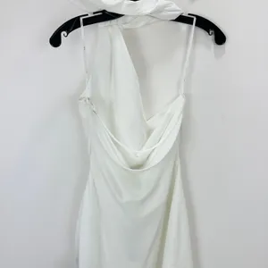 Lulus Isloda Ivory One-Shoulder Backless Sash Mini Dress with Scarf Small NWT thumbnail 9