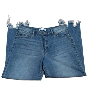 Kancan Wide Leg Distressed Raw Hem Jeans EUC Size 11/29 thumbnail 4