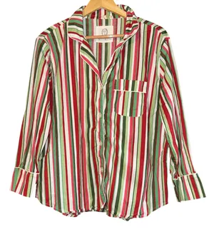 Printfresh Candy Cane Stripe Organic Cotton Pajama Top Women's‎ Medium Cozy thumbnail 1