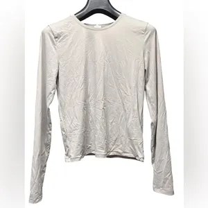 Aritzia Wilfred (Re)Touch Dauphine Long Sleeve Top White Fitted Crew Size L thumbnail 3
