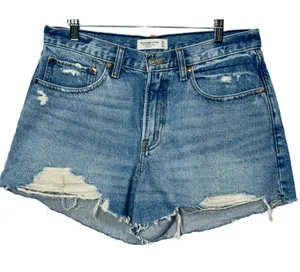 NEW Abercrombie & Fitch Curve Love Boyfriend Short Mid Rise Jean Shorts Sz 30 10 thumbnail 1