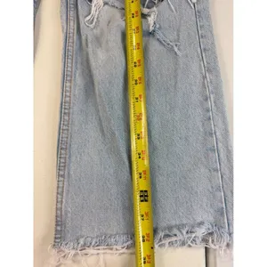 Zara High Waisted Wide Leg Distressed Jeans Light Wash‎ Blue Size 4 Distressed thumbnail 6