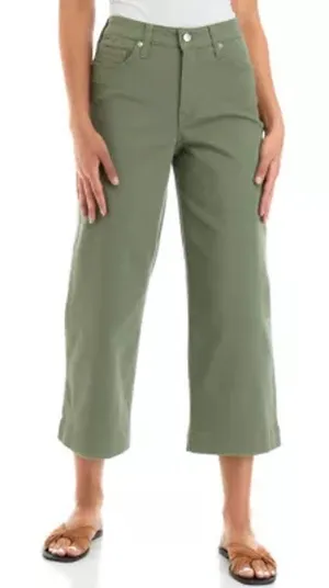 Crown & Ivy Womens Crop Jeans Sz 4R‎ 4 Wide Leg Army Olive Green Denim NEW thumbnail 1