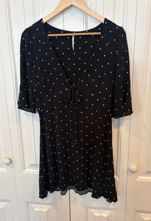 Free People Black And White Polka Dot‎ Dress Size 6 thumbnail 1