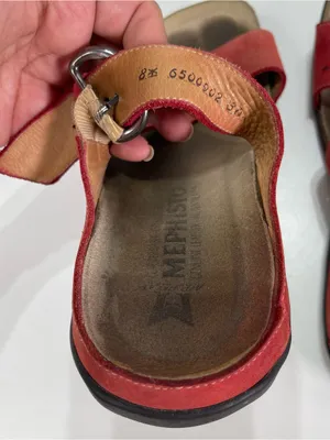 Mephisto Red Leather Buckle Slide Cork Sandals Women 6.5 EU 37 Casual Comfort thumbnail 4
