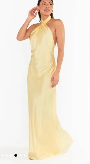 NWOT SHOW ME YOUR MUMU - Jasmine Halter Maxi Dress Pale Yellow size small thumbnail 4