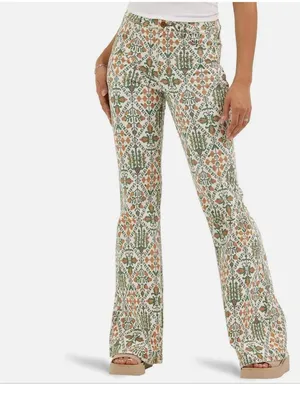 NWT Wrangler Fierce Flare High Rise JEANS Size 12 X 32 Green Vintage Garden Y2K thumbnail 2