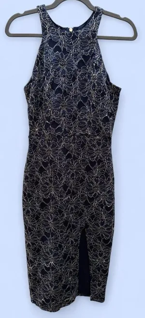 Venus Navy Lace Cocktail Dress with Front Slit Size Small thumbnail 1
