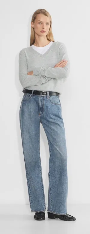 Denim Forum The Farrah Hi-Rise Wide Leg Jeans Light Wash Size 26 Aritzia thumbnail 1