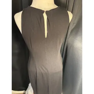 Loft Black Sleeveless Draped Side Sheath Dress Medium Keyhole Back Midi thumbnail 3