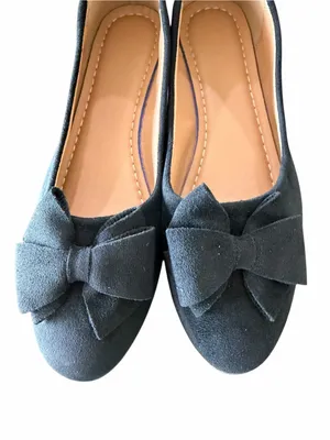 Women's Black Wedge Heeled Bow Accent Slip On Shoe Size 40 aka 9 #260322 thumbnail 4