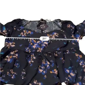 Ava & Viv Black Multicolor Floral Long Sleeve Smocked Peplum Top Sz‎ 1X NEW thumbnail 6