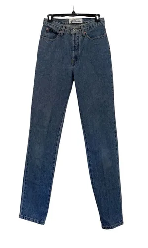 Vintage Express Women's Blue Jeans Straight Skinny High Waisted Size 7/8 Long thumbnail 1