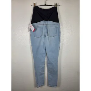 Isabel‎ Maternity Skinny Over The Belly Crossover Panel Jeans Light Blue Size 8 thumbnail 2