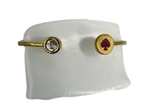 Kate Spade Spot The Spade Cuff Hinged Bangle In Sweetheart Pink/Gold thumbnail 2