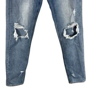 American Eagle Mom Jeans Womens 2 Light Wash Distressed‎ Straight Leg Clean Girl thumbnail 2