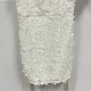 Adrianna Papell One Shoulder 3D Floral Applique Mini Dress White Bridal Wedding thumbnail 6