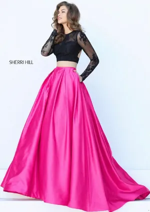NWT Sherri Hill 50357 Black Fuchsia Two Piece Ball Gown Size 2 Prom Formal Dress thumbnail 1
