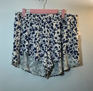 Old Navy Blue Floral Flowly Sleep Shorts Size Large thumbnail 1