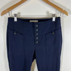 Anthropologie Navy Blue High Rise Button Fly Utility Slim Pants‎ Womens Size 4 thumbnail 2