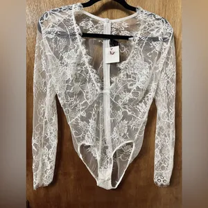 Be Wicked, Long Sleeve Lace Body Suit From Dujor Boutique NWT thumbnail 2
