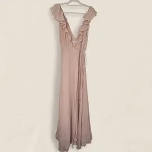 Reformation autumn wedding guest flowy ruffle maxi dress size large thumbnail 3