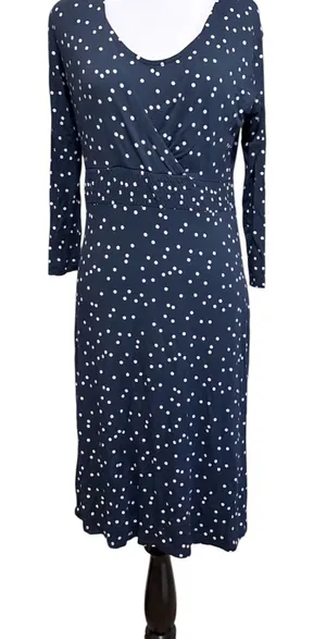 Esprit large Maternity & Nursing Navy Blue Polka Dot Midi Dress thumbnail 1